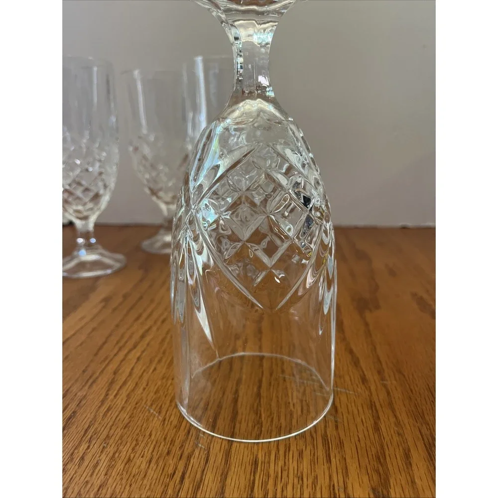 4 Godinger Dublin‎ Shannon Crystal Footed Ice Tea/ Water Goblet Stemware EUC